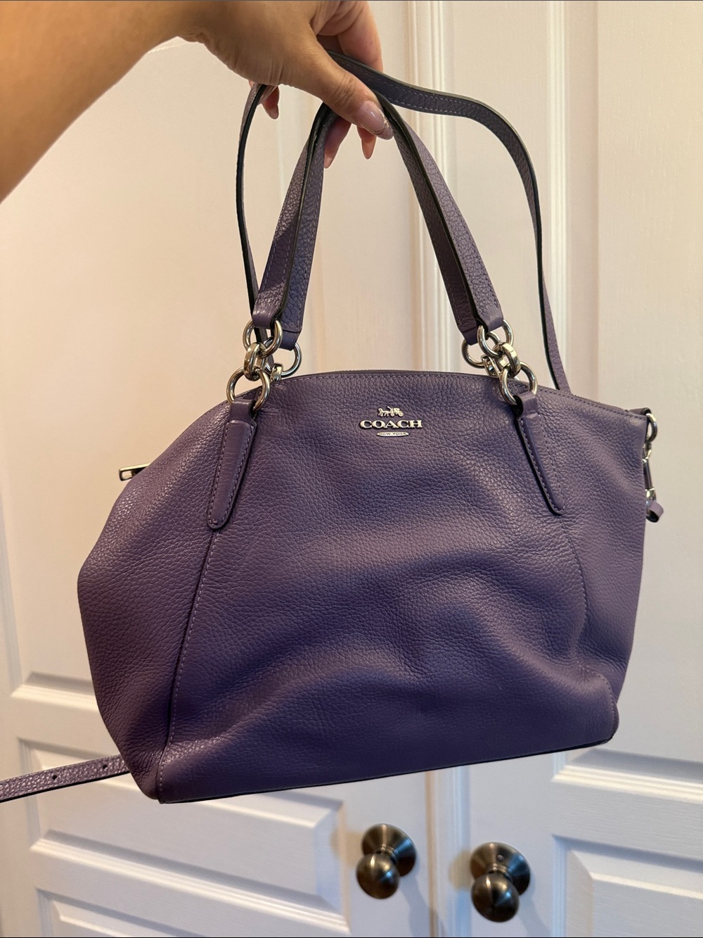 Coach Purple Pebbled Leather Satchel - Coach